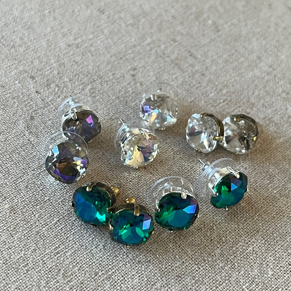 Swarovski Cushion Crystals Earrings Brass or Silver